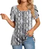 2023 Amazon Transfronterizo Casual para Mujer Camiseta Estampada Ajustada para Mujer Cuello Redondo Manga Corta Larga Juventud