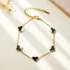 Pulsera de Trébol de Cuatro Hojas Transfronteriza, Joyería de Mano de Acero de Titanio, Estilo Moderno para el Trabajo, Pulsera de Estilo Lujo Ligero, El Acero de Titanio No se Desvanece