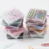 Clips para Papel de Colorido Más Vendidos Transfronterizos 28mm 50mm Recubiertos de Plástico Caja de Dos Compartimentos Clips para Papel de Color Caramelo Al por Mayor