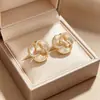 Brincos Estilo Floral com Zircônia e Pérolas Delicadas, Brincos de Luxo de Alta Qualidade, Brincos Doces da Moda Coreana