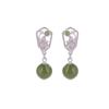 Un Ciervo Plata S925 Plata Esterlina Jade Hetian Jade Púrpura Sangre Retro Estilo Nacional Loto Flor de Loto Pendientes de Cuentas Redondas Pendientes Huecos