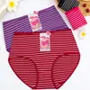 Algodón Cintura alta mom ropa interior a rayas nueva simple triángulo cintura alta talla extra pantalones holgados ropa interior para mujeres de mediana edad