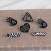 Broche Transfronterizo Wish de Venta Caliente Punk Europeo y Americano Palma Cursedwitchouija Corazón Letra