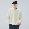 Sudadera retro americana de peso pesado 280g para hombre, nuevo estilo primavera/otoño 2026, camiseta de manga larga con cuello en V de dos piezas falsas, top de otoño para hombre