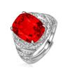 Transmisión en Vivo Anillo de Diamante Cuadrado Gordo de Venta Caliente Diamante Azul Oscuro Diamante Verde Zircón Rojo Anillo Chapado en Oro de 18K Aguamarina Parara Anillo Cuadrado