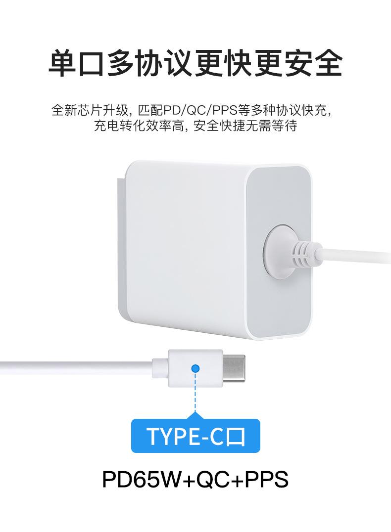 氮化镓PD65W可换头带线