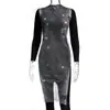 AYJ fornecimento transfronteiriço AliExpress Amazon vestido de malha com strass gola redonda feminino de verão Y946 estilo francês