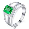 Anillo de banda de mano rápida de celebridad de internet con temperamento de mercancía, anillo de imitación de diamante esmeralda, juego de anillos con piedra de cristal verde, anillo de negocios