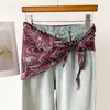 Pañuelo Triangular de Seda Simulada de Doble Capa con Estampado de Anacardos y Lazo en la Cintura, Chal Protector Solar, Bufanda para el Cuello, Pañuelo de Seda para Mujer, Pañuelo de Cuello, Pañuelo para la Cabeza, Bufanda