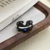 Anillo Popular Estilo Gótico Oscuro Y2K de Gato con Circonita Completa, Abierto, Dulce y Fresco, Sensación de Nicho de Alta Gama, Anillo Apilable
