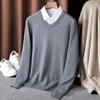 Outono e inverno novo desgaste dos homens e mulheres com decote em V camisola de malha casual simples cor sólida top elegante all-match camisa de assentamento