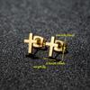 Pendientes de cruz sencillos de estilo japonés y coreano para mujer, mini pendientes pequeños y modernos, sencillos y distintivos, joyería para las orejas en stock.