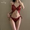 Shuoyao lingerie sexy sexy see-through malha paixão borboleta três pontos sem costas engrenagem aberta livre fora uniforme terno 268
