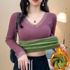 Tops Calientes para Mujer en Invierno, Engrosados con Terciopelo y Almohadillas en el Pecho, Ropa de Otoño con Cuello en V, Camisetas Ajustadas para Abajo, Ropa Interior, Nuevo