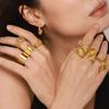 Anillo de estilo ins frío soñador diseño de personalidad acero inoxidable electrochapado PVD oro real de 18 quilates anillo de tendencia de moda