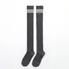 Calcetines Personalizados de Micro Presión para Otoño e Invierno, Delgados, con Tres Rayas Bordadas, Hasta la Rodilla, Calcetines Largos, Calcetines de Algodón, Calcetines para Mujer, Hasta el Muslo