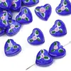 Contas de Coração de Vidro Tecido Queimadas à Mão, Pulseiras Caseiras, Colares, Acessórios de Joias, Materiais para Miçangas Artesanais DIY