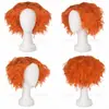 Peluca Naranja Explosiva Corta Rizada Cosplay Sombrerero Loco Alicia en el País de las Maravillas Disfraz de Halloween Dropshipping