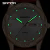 Relógio Estudante Sanda À Prova D'água Simples Digital Retro Pulseira de Couro Calendário Duplo Relógio de Quartzo Luminoso Padrão Sol Relógio Feminino
