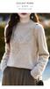 Tejido de Punto de Cuello Alto Medio para Otoño e Invierno para Mujer con Diamantes Calientes y Terciopelo Andy con una Línea de Abrigo Interior Holgado de Invierno Tejido de Punto Ropa Lista para Usar Transfronteriza