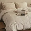 Conjunto de Roupa de Cama Jacquard de Algodão e Linho de Alta Qualidade com Quatro Peças, Capa de Edredom Pura de Algodão e Linho, Conjunto de Lençóis com Três Peças, Roupa de Cama Muito Bonita