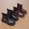 Botas Martin para Niños 2026 Nuevas Botas de Otoño e Invierno Botines Cortos para Niñas Zapatos Pequeños de Cuero Zapatos para Niños Grandes Botas de Cuero para Niñas Negro