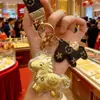 Colgante de Riqueza Instantánea Beige Dorado Oro Llavero para Teléfono Oro Puro Colgante para Bolso Joyería Tienda de Oro Regalo en Vivo