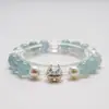 Pulso das Fontes Pulseira de Cristal Branco Natural para Mulheres, Água-Marinha, Contas Swarovski, Pulseira da Moda Leve de Luxo Atacado