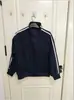 Cárdigan de Tres Rayas Estilo Americano para Mujer de Primavera y Otoño Top Deportivo Coreano con Cuello Alto Sudadera Jimo Nueva 2026