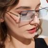 Nuevas Gafas de Sol de Moda Europea y Americana sin Montura, con Acabado de Recorte, Cuadradas, Degradadas Multicolor, para Mujer, Gafas de Sol de Moda Transfronteriza