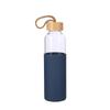 Taza de Vidrio de Borosilicato Alto de 16 oz con Tapa de Bambú y Funda de Silicona, Taza de Agua Aislada con Asa, Taza Portátil Moderna y Sencilla, Regalo