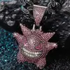 Cadena Cubana de Aleación Creativa Joker Full Diamante Animación de Dibujos Animados Hip Hop Pixie Geng Fantasma Incrustado de Diamante Colgante Collar Venta al por Mayor