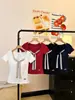 1215# Camiseta de Manga Corta para Mujer con Cordones, Estilo Temperamento, Adelgazante, Nueva de Verano, Ropa Exterior Casual con Almohadillas en el Pecho, Top Básico Chic