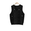 Spice Girls de Primavera Nuevo Cuello en V Bordado Versátil Chaleco de Punto para Mujer Chaleco sin Mangas Suéter Chaleco Chaleco Top para Mujer