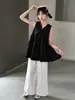 Conjunto de Camiseta sin Mangas de Muñeca y Pantalones de Pierna Ancha para Niñas de Verano, Ropa Nueva para Niños, Conjunto de Dos Piezas de Chaleco y Pantalones Cortos para Niñas