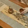 Nuevo Camino de Mesa Otoñal con Paisaje de Montaña Estilo Chino, Esterilla de Bambú con Tejido de Bambú Vintage Inspirado en el Zen, Esterilla para Mesa de Té, Juego de Té Seco, Esterilla de Té