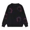 Suéter de punto retro de nicho coreano para otoño e invierno, cuello redondo, con estampado floral, suelto y versátil, de manga larga para hombre
