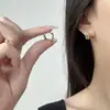 Brincos Geométricos Hexagonais de Cobre Super Brilhantes com Cravação de Diamantes Exquisitos Estilo Coreano, Moda Celebridade da Internet, Tendência para o Dia a Dia, Brincos Versáteis