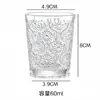 Vaso de Agua para el Hogar, Copa de Vino de Vidrio de Pequeña Capacidad, Cristalería, Vaso de Agua Retro con Relieve de Patrón Ins, Taza de Leche para el Desayuno del Hogar