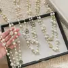 Collar de Perlas con Goteo de Aceite de Flor de Vidrio Transfronterizo Europeo y Americano para Mujer, Cadena de Suéter Exagerada en Capas, Collar de Lujo Ligero de Gama Alta