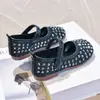 Zapatos de Cuero con Pedrería Estilo Coreano de Moda para Niñas 2026 Primavera/Otoño Nuevos Zapatos de Princesa con Suela Suave para Faldas Elegantes Zapatos de Cristal