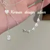 Otoño e Invierno Coreano Nueva Joyería de Plata al por Mayor Plata de Ley Pura S925 Collar Sencillo de Cinco Corazones Empalmados Nicho de Gama Alta