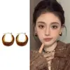 Pendientes de Aro Estilo Hong Kong con Estampado de Leopardo Retro para Mujer 2025 Nuevo Estilo Caliente Pendientes Exagerados de Moda Pendientes Elegantes de Alta Gama