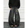 Pantalones largos de pierna ancha sueltos deconstruidos lavados de alta calle americana para hombre, jeans rotos desgastados con cintura invertida, en stock, al por mayor