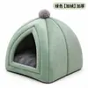 Cama para gato de mascota, desmontable y lavable, cálida de invierno, para todas las estaciones, estilo tienda de campaña para perro, casa para gato, cama semi-cerrada de felpa para perro de mascota