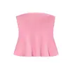 Ropa Europea y Americana Transfronteriza para Mujer Estilo Popular de Celebridad de Internet INS Estilo Europeo Top Bandeau de Color Puro con Dobladillo de Falda Corta