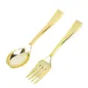 Venta al por mayor del fabricante Juego de cubiertos de plástico desechables, Chapado en oro, Chapado en plata, Oro rosa, Transparente, Color sólido, Juego de cubiertos para fiestas