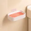 Jabonera de pared, no requiere taladro, jabonera multifuncional con drenaje, estante de jabón creativo de estilo abierto para el baño