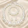 Estilo europeu e americano de personalidade exagerada estilo boêmio colar de contas grossas brincos pulseira conjunto de três peças conjunto de noiva