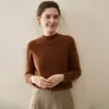 Suave y Acogedor Cachemira para Mujer Cuello Medio Alto Holgado Color Sólido Estilo Suave Simple Cálido Otoño e Invierno Nueva Camiseta Base